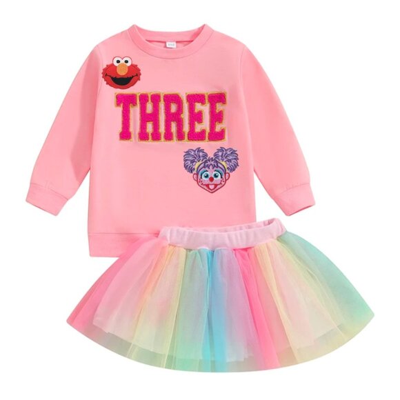Other - Elmo Dress Cookie Outfit Third Birthday Sesame Street Clothes Abby Sweater